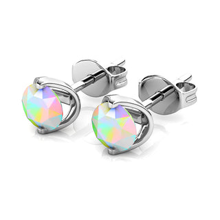 18K White Gold  over Sterling Silver Floating Halo Stud Earring with crystals from Swarovski