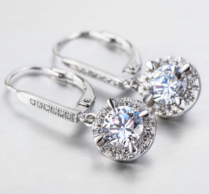 Alavanca de alavanca de cristal Halo genuína em ródio