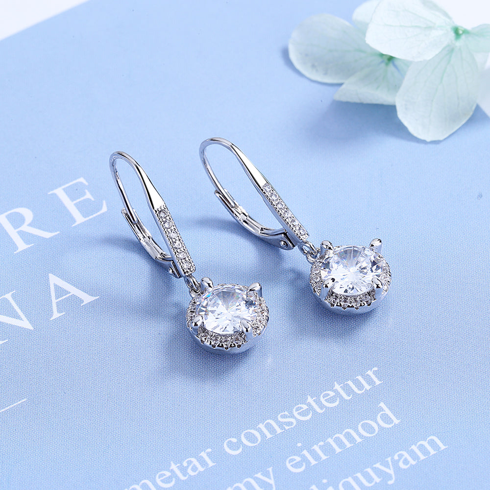 Alavanca de alavanca de cristal Halo genuína em ródio