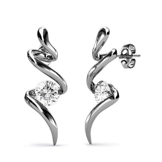 Swarovski Crystal Spiral Earrings in 18K Gold