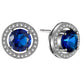 Brincos de pino com halo de cristal azul