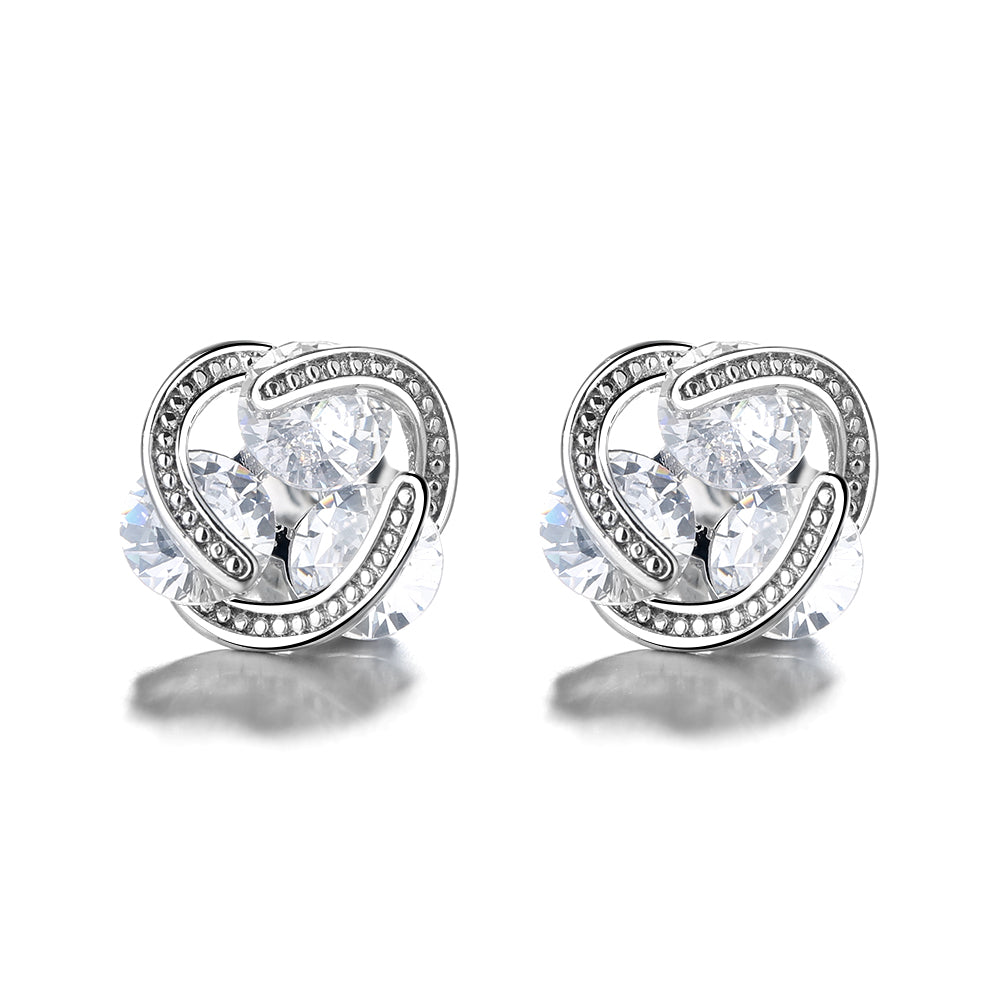 Brincos Amy e Annette em prata esterlina 14k com pedras flutuantes e cristais