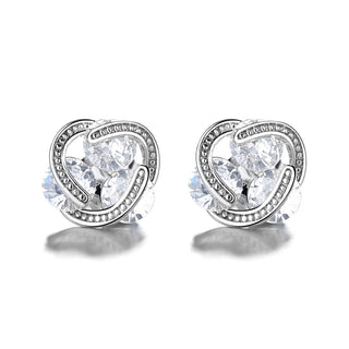 Amy and Annette 14k and Sterling Silver Floating Stones Caged Earrings with Crystals