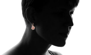 Amy and Annette Crystal Flower Lever-back Earring in 18K Gold