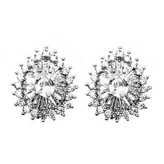 Silver-Tone Multi-Cut Tear Drop Earring with Genuine Crystals