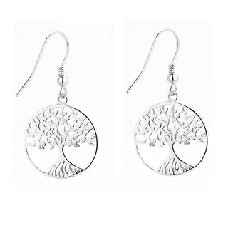 Solid Sterling Silver Tree of Life Hook Earrings