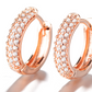 Brincos Huggie de Cristal em Prata de Lei e Ouro Rosa 18K