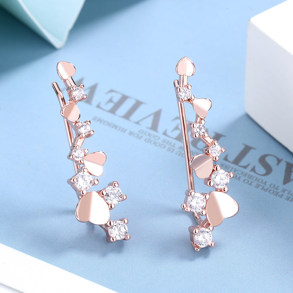 Alpinista de cristal em forma de coração em ouro branco 18K