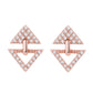 Brincos triangulares de ouro rosa 14k e prata esterlina com cristais Swarovski
