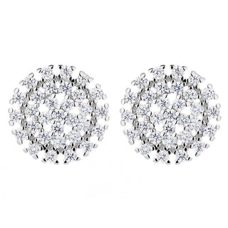 14K Gold And Sterling Silver Cluster Stud With Swarovski Crystals