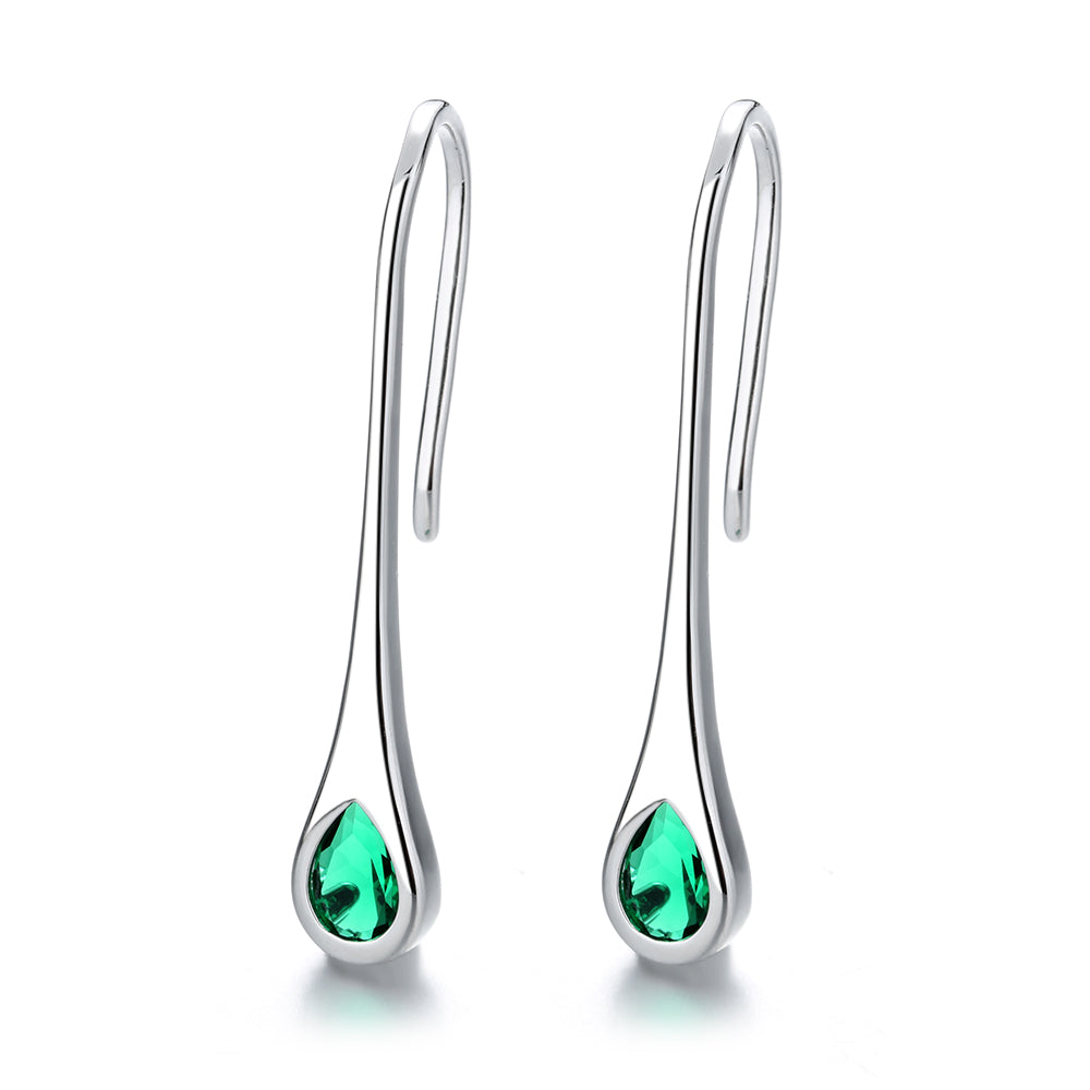 Brincos pendentes minimalistas de prata esterlina com pedras preciosas Amy e Annette