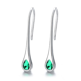 Brincos pendentes minimalistas de prata esterlina com pedras preciosas Amy e Annette