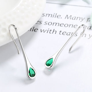 Brincos pendentes minimalistas de prata esterlina com pedras preciosas Amy e Annette