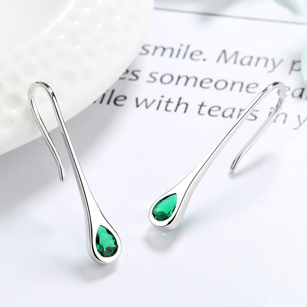 Brincos pendentes minimalistas de prata esterlina com pedras preciosas Amy e Annette