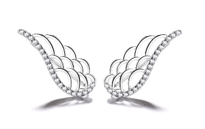 14K Gold Plated Angel Wing earring crawlers with Swarovski Crystals
