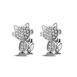 Sterling Silver Crystal Cat Drop Earrings With Swarovski Crystals