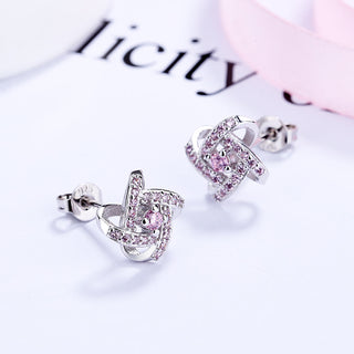Sterling Silver Love Knot Stud Earrings with crystals from Swarovski