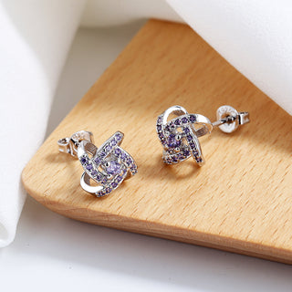 Sterling Silver Love Knot Stud Earrings with crystals from Swarovski