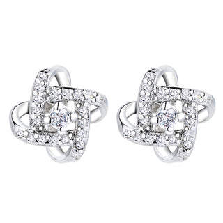 Sterling Silver Love Knot Stud Earrings with crystals from Swarovski