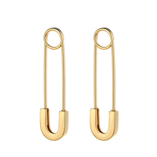 Brincos de alfinete de segurança em ouro 14K sobre prata esterlina