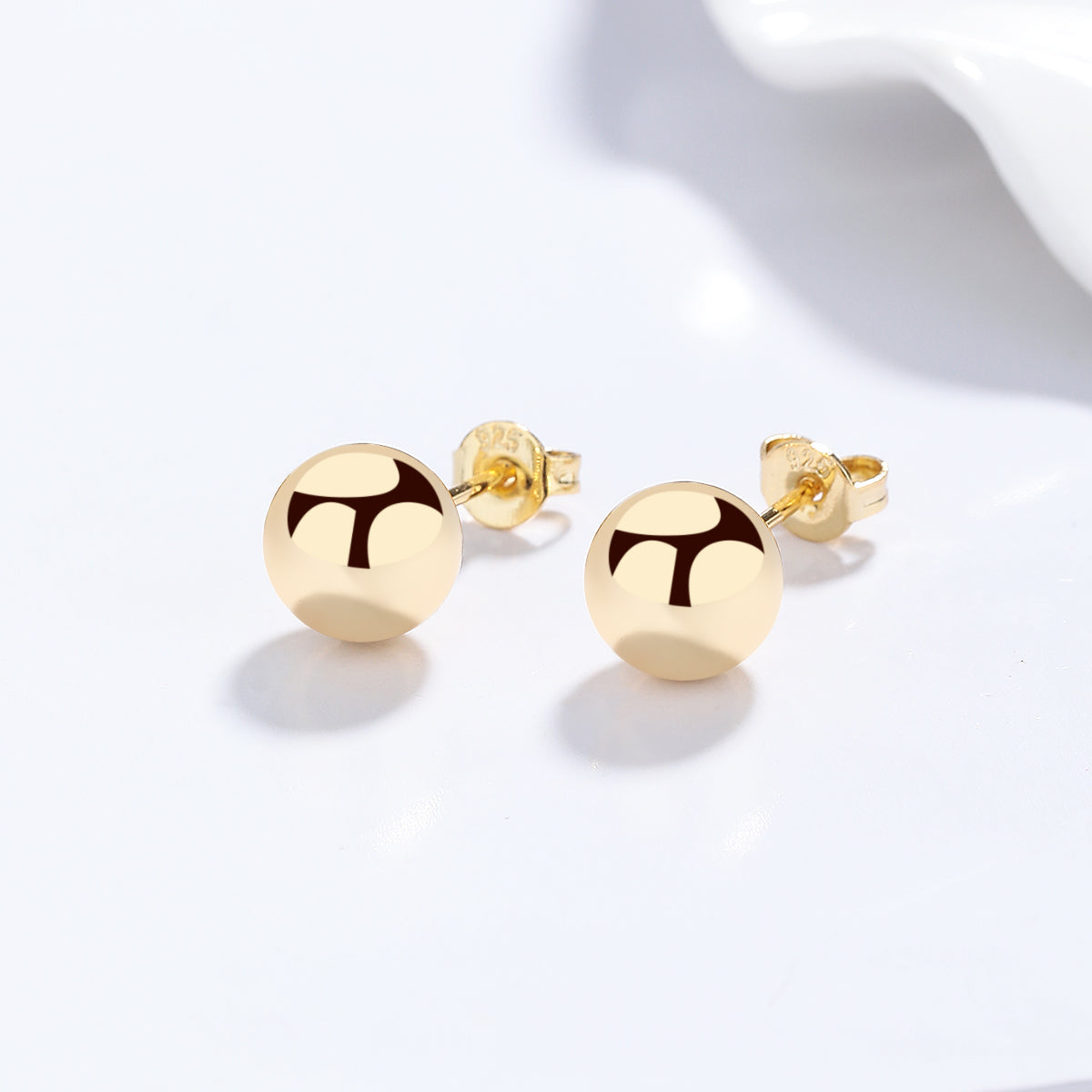 Brincos de bola de ouro 14k e prata esterlina
