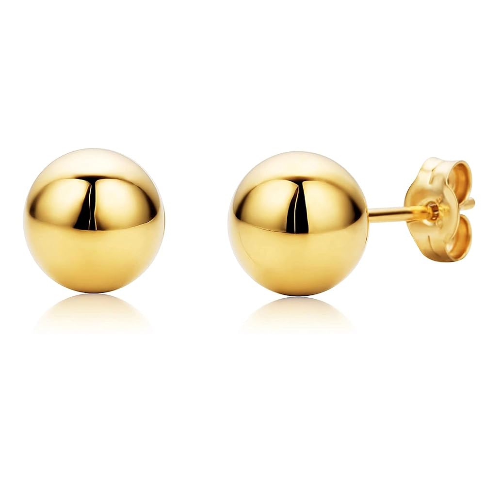 Brincos de bola de ouro 14k e prata esterlina