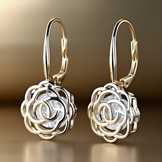 14K Gold Caged with crystals from Swarovski Rose Lever Back Earrings