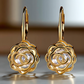 Brincos de ouro 14K enjaulados com cristais Swarovski Rose Lever Back