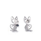 Brincos de gato extravagantes em prata esterlina com cristal Swarovski