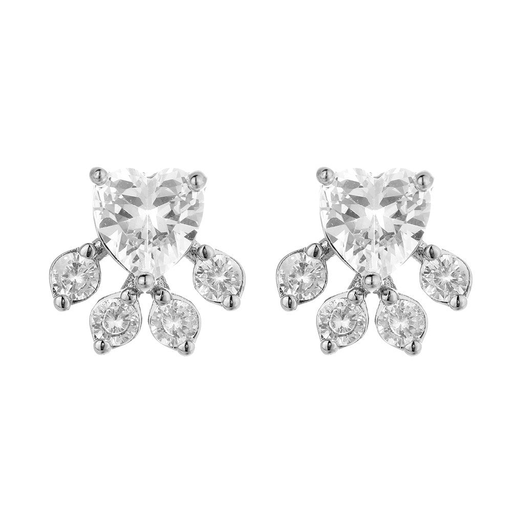 Brincos de pata em ouro rosa 14K e prata esterlina com cristais