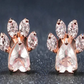 Brincos de pata em ouro rosa 14K e prata esterlina com cristais