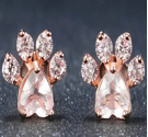 Brincos de pata em ouro rosa 14K e prata esterlina com cristais