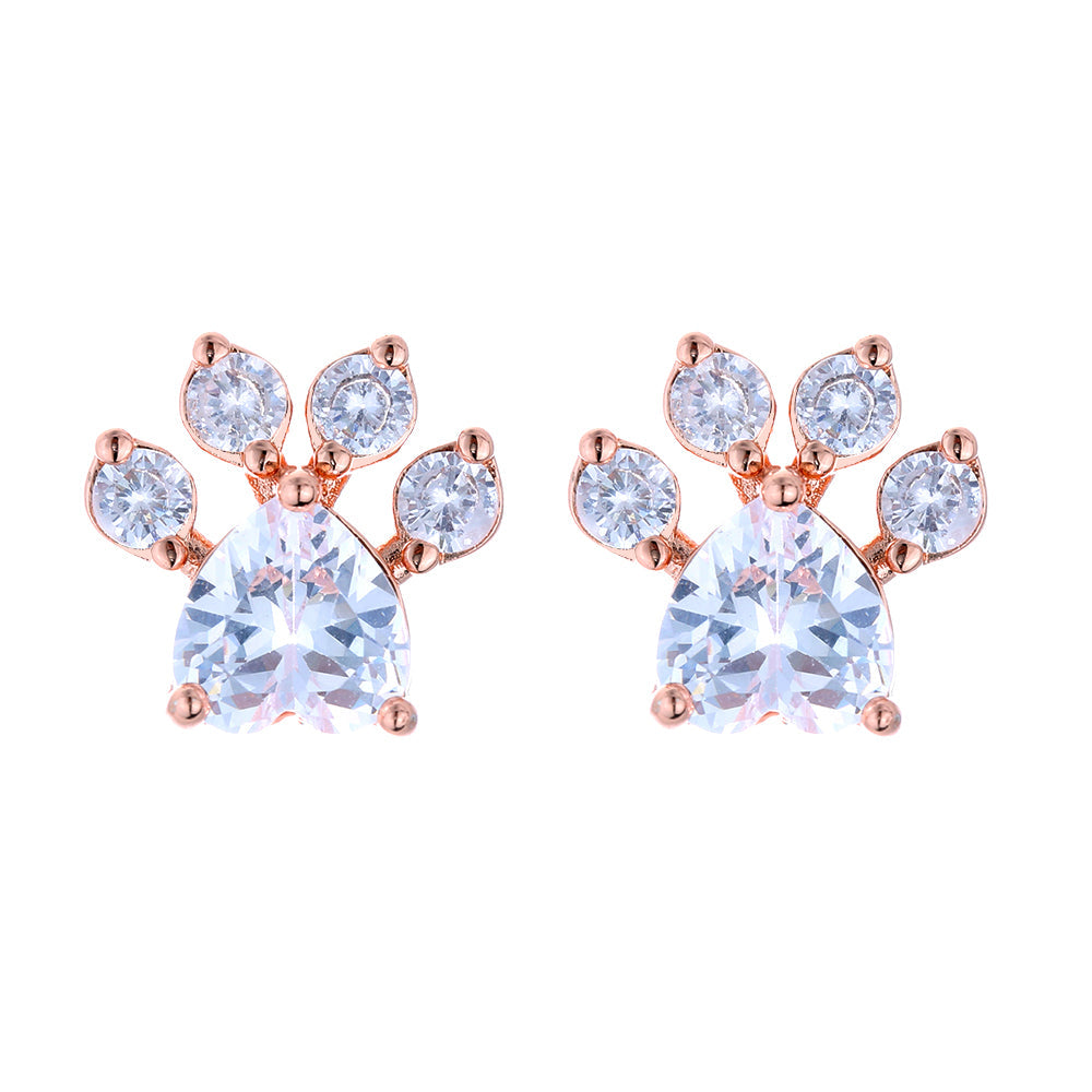Brincos de pata em ouro rosa 14K e prata esterlina com cristais