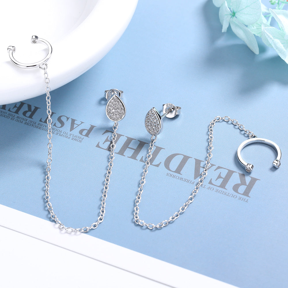 Brincos de orelha em formato de gota d'água em ouro rosa 14K sobre prata esterlina