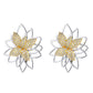 Brincos de flor de lótus em dois tons com cristais Swarovski