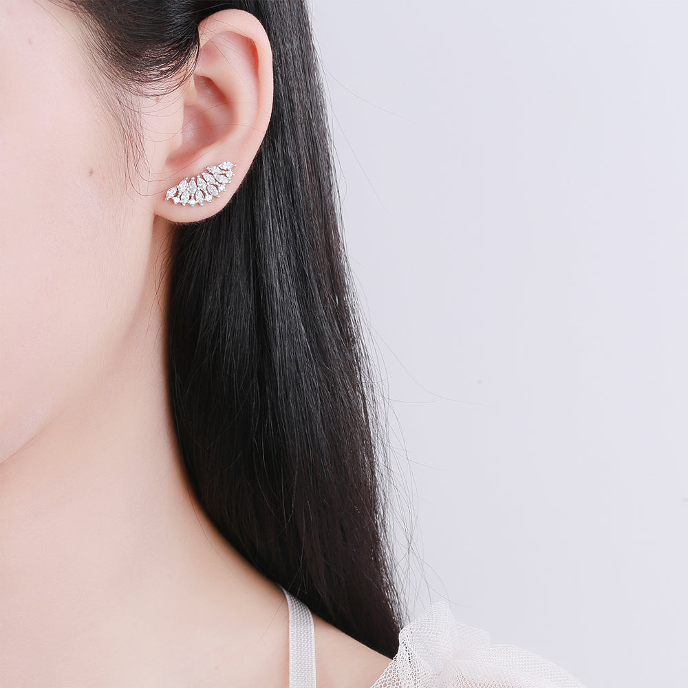 Brinco de leque de prata esterlina com cristais Swarovski