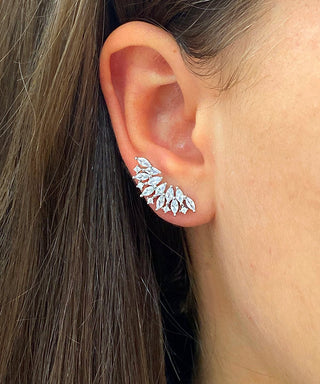 Brinco de leque de prata esterlina com cristais Swarovski