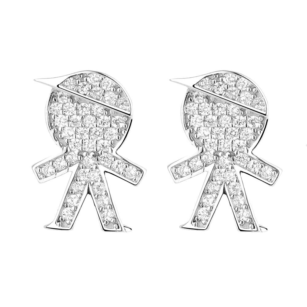 Brincos de pino de prata esterlina para crianças com cristais Swarovski para mulheres