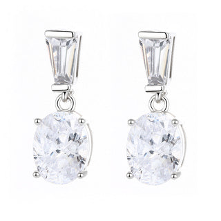 Sterling Silver Emerald and Oval Drop Earrings With Swarovski Crystals