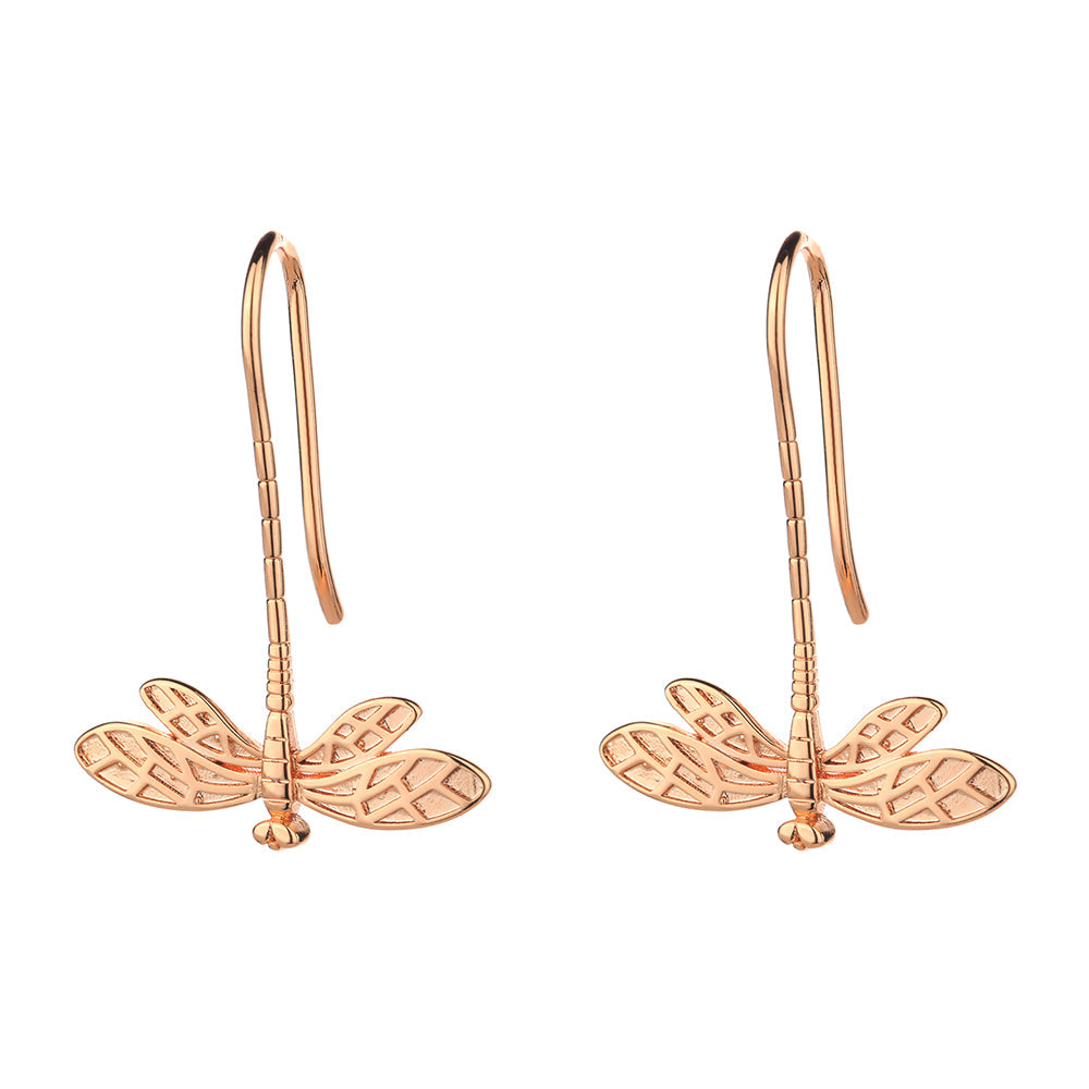 Brincos de libélula pendentes em ouro 14K