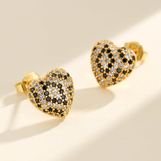 Coração de leopardo em ouro 14K com cristais