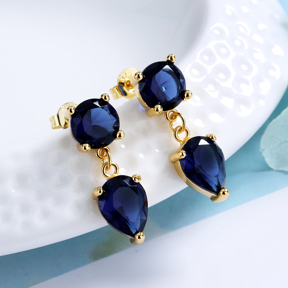 Brincos de safira em ouro 14K