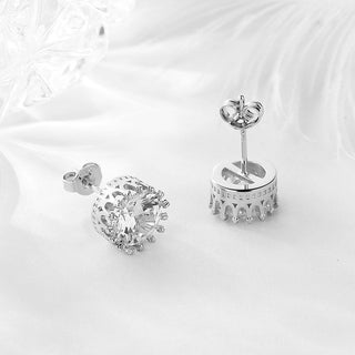 Brincos de coroa de ouro 14K Amy e Annette com cristais
