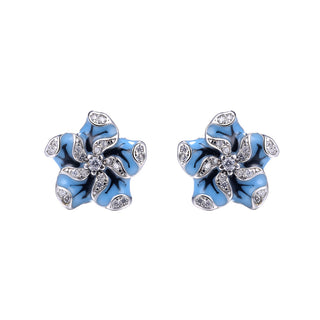 Sterling Silver Flower Earrings with Crystal