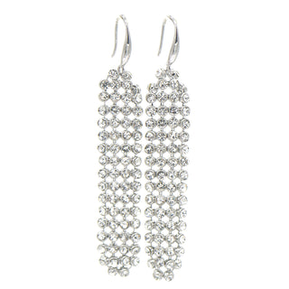 Mesh Swarovski Crystal Drop and Dangle Earrings in 14K White Gold
