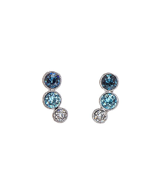 Brincos Ombré de Prata de Lei com Cristais Swarovski