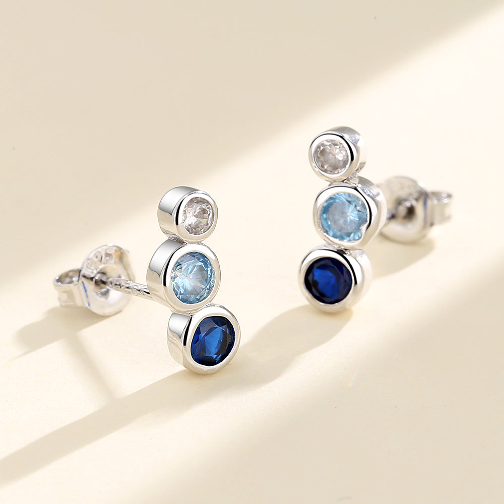 Brincos Ombré de Prata de Lei com Cristais Swarovski