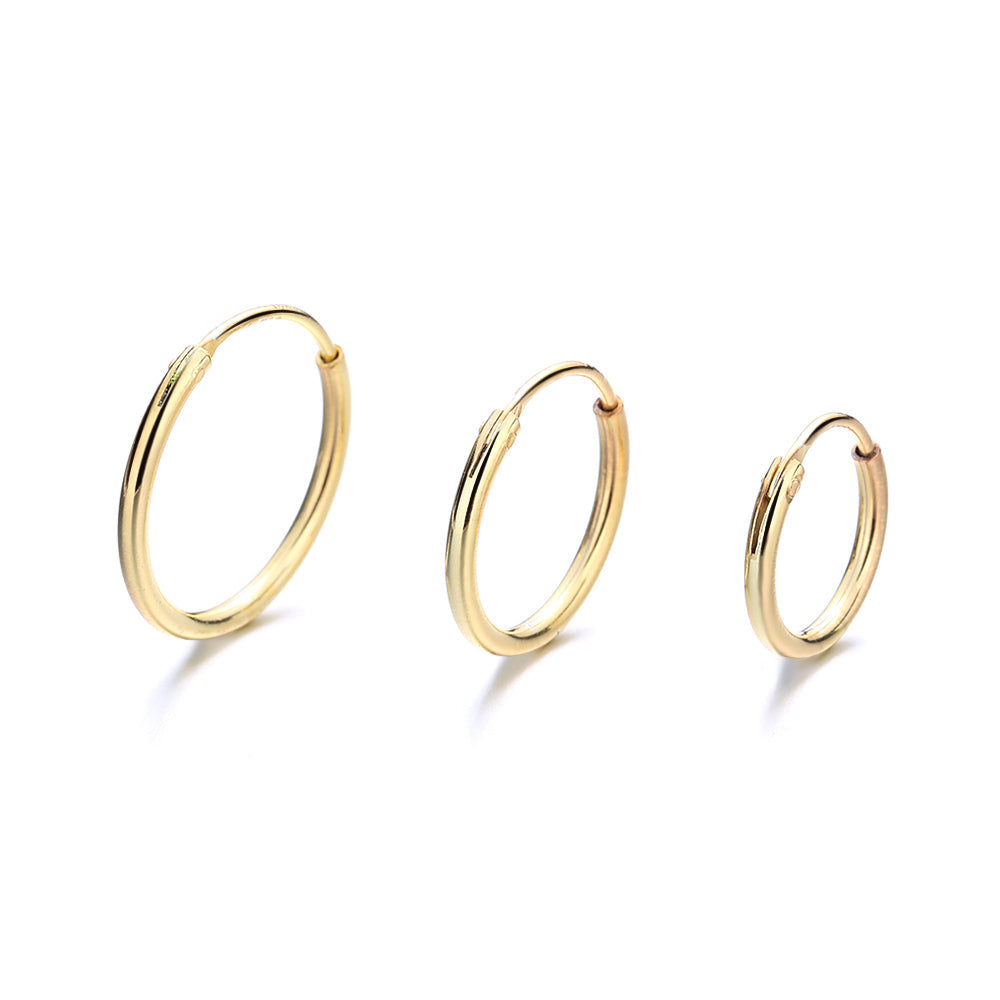 Conjunto de brincos de argola Amy e Annette em ouro 14K sobre prata esterlina, 3 tamanhos
