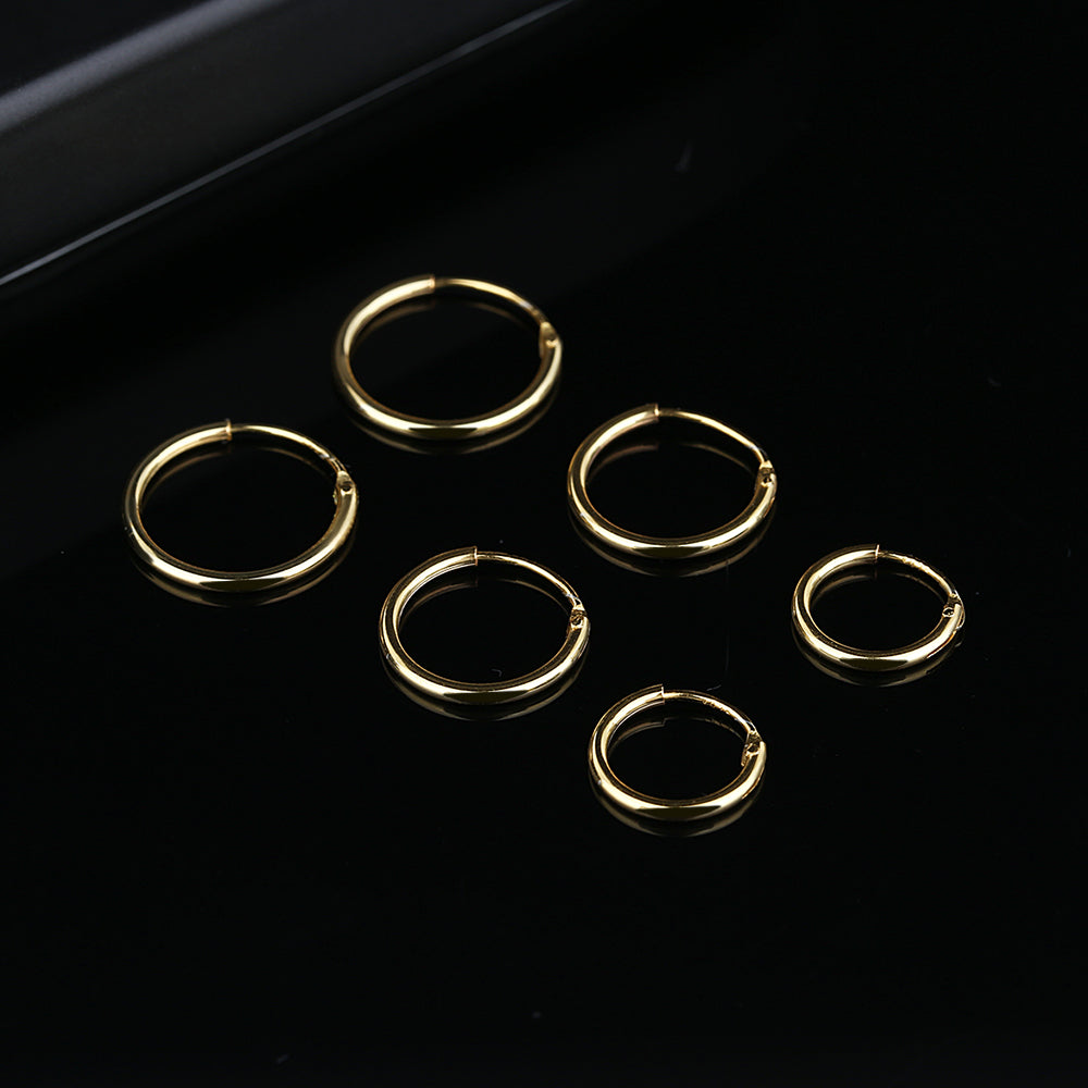 Conjunto de brincos de argola Amy e Annette em ouro 14K sobre prata esterlina, 3 tamanhos