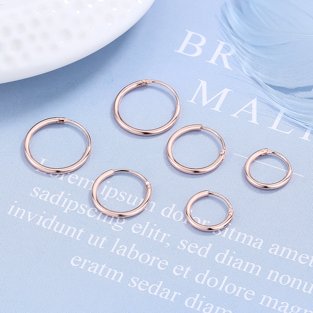Conjunto de brincos de argola Amy e Annette em ouro 14K sobre prata esterlina, 3 tamanhos